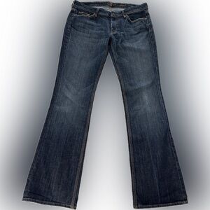 7 for All Mankind Flynt low-rise bootcut flare jeans, Sz 32, Dark Wash